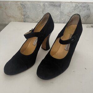 Black Leather Suede Charles David heels pumps